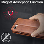 Brown Genuine Leather Flip Case For iPhone Luxury Wallet Card Cover For iPhone 14 13 Leather iPhone Case Kickstand Card Holder Flip Leather Wallet Phone Case Stevvex