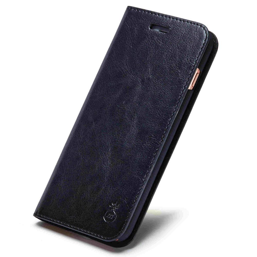 Brown Genuine Leather Flip Case For iPhone Luxury Wallet Card Cover For iPhone 14 13 Leather iPhone Case Kickstand Card Holder Flip Leather Wallet Phone Case Stevvex