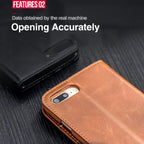 Brown Genuine Leather Flip Case For iPhone Luxury Wallet Card Cover For iPhone 14 13 Leather iPhone Case Kickstand Card Holder Flip Leather Wallet Phone Case Stevvex