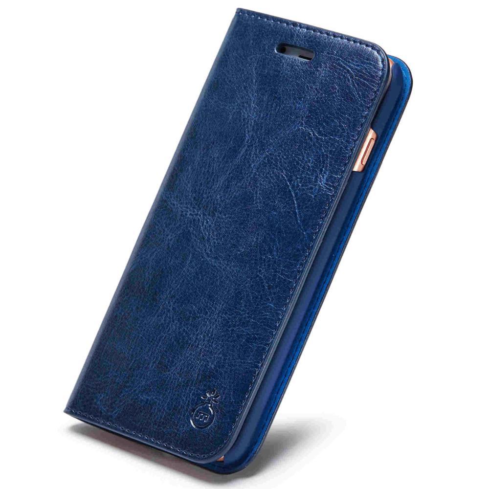 Brown Genuine Leather Flip Case For iPhone Luxury Wallet Card Cover For iPhone 14 13 Leather iPhone Case Kickstand Card Holder Flip Leather Wallet Phone Case Stevvex