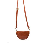 Brown Half Moon Crossbody Clutch Wristlet Eco Leather Tassel Bag BandsCo Straps