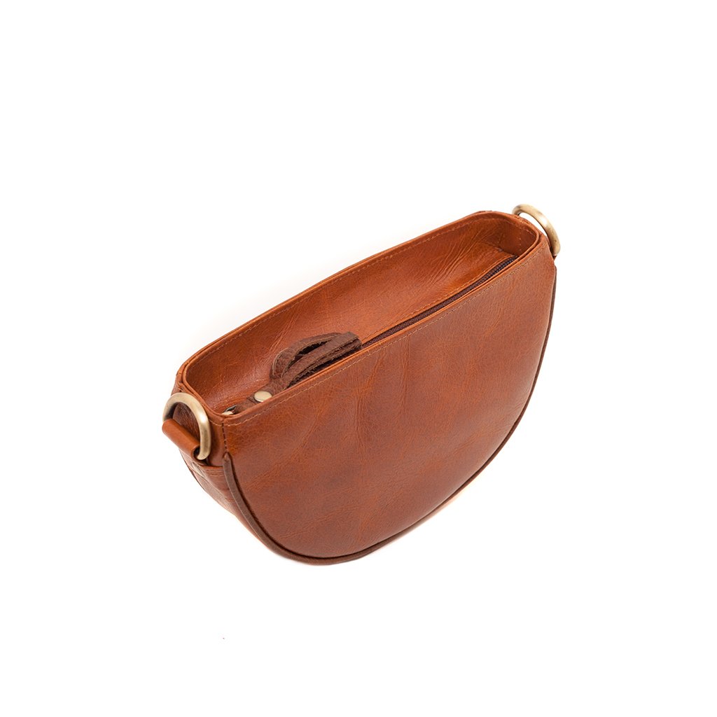 Brown Half Moon Crossbody Clutch Wristlet Eco Leather Tassel Bag BandsCo Straps