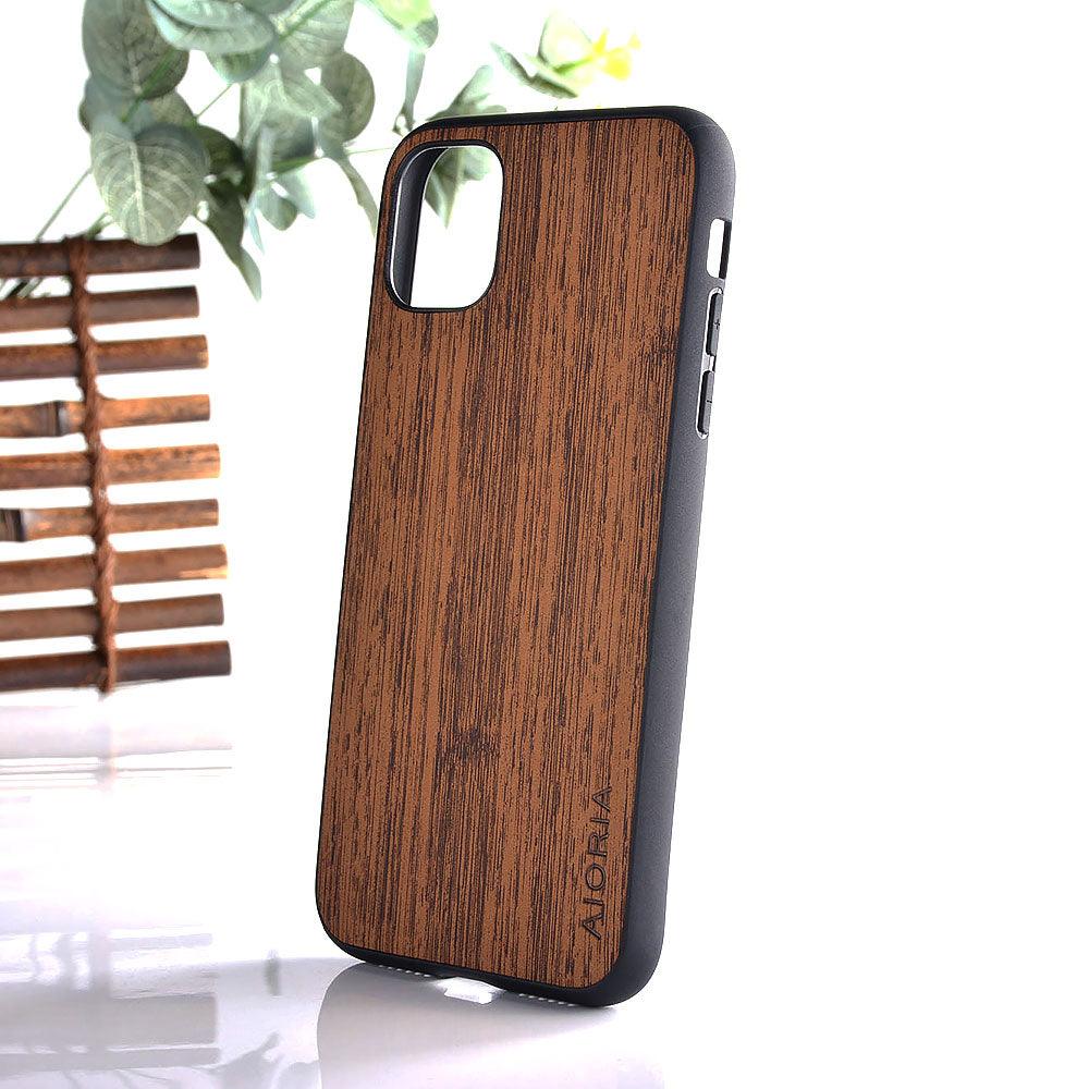 Brown Simple Easy Grip Wooden Design Slim Case for iPhone 11 14 12 13 Pro XS Max x XR mini SE2 SE 7 6 8 6s Plus Cover Wood Bamboo Pattern Leather Vintage Case