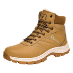 Brown Winter Mens Snow Boots Warm Plush Boots Waterproof Leather Ankle Boots Fashion Outdoor Non-slip Men's Hiking Boots Winter Ankle Snow Hiking Boots Warm Water Resistant Sport Shoes