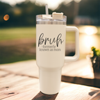 Bruh Mom 40oz Tumbler With Handle Lid Straw Insulated Travel Cup BPA Free BandsCo Straps