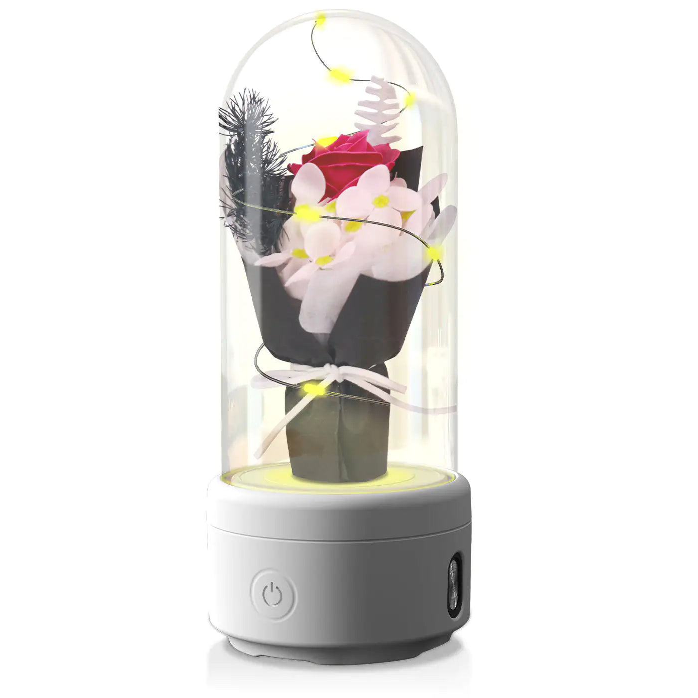 Creative 2 In 1 Bouquet LED Light And Bluetooth-compatible Speaker Mother's Day Gift Rose Luminous Night Light Ornament In Glass Cover Pi-Mart