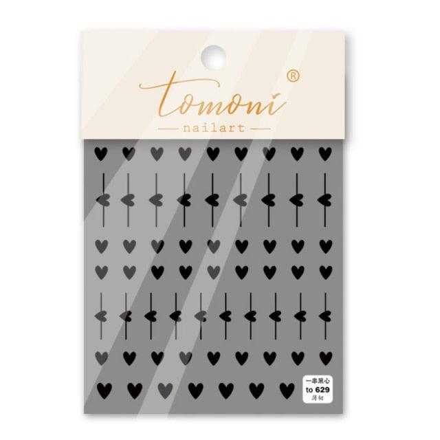 Bubble Cute Black Red Hearts Nail Stickers Nail Art Decorations Nail Decals Design Self-Adhesive 3D Wave Design Decoration for Women Girls Adhesive Striping Tape Nail Art Stickers Stevvex