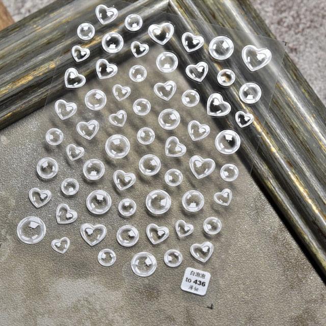 Bubble Cute Black Red Hearts Nail Stickers Nail Art Decorations Nail Decals Design Self-Adhesive 3D Wave Design Decoration for Women Girls Adhesive Striping Tape Nail Art Stickers Stevvex