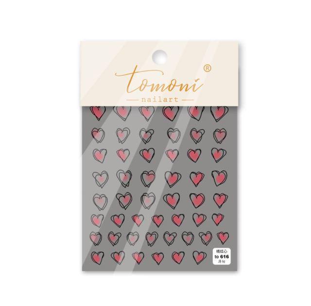 Bubble Cute Black Red Hearts Nail Stickers Nail Art Decorations Nail Decals Design Self-Adhesive 3D Wave Design Decoration for Women Girls Adhesive Striping Tape Nail Art Stickers Stevvex