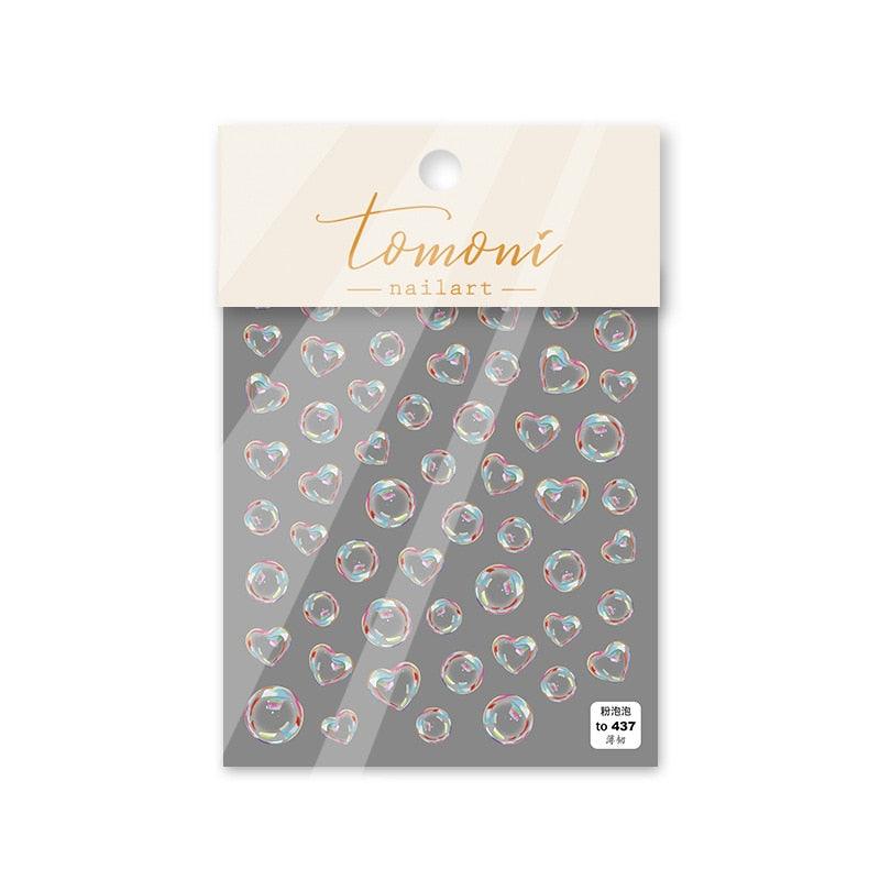 Bubble Cute Black Red Hearts Nail Stickers Nail Art Decorations Nail Decals Design Self-Adhesive 3D Wave Design Decoration for Women Girls Adhesive Striping Tape Nail Art Stickers Stevvex