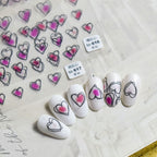 Bubble Cute Black Red Hearts Nail Stickers Nail Art Decorations Nail Decals Design Self-Adhesive 3D Wave Design Decoration for Women Girls Adhesive Striping Tape Nail Art Stickers Stevvex