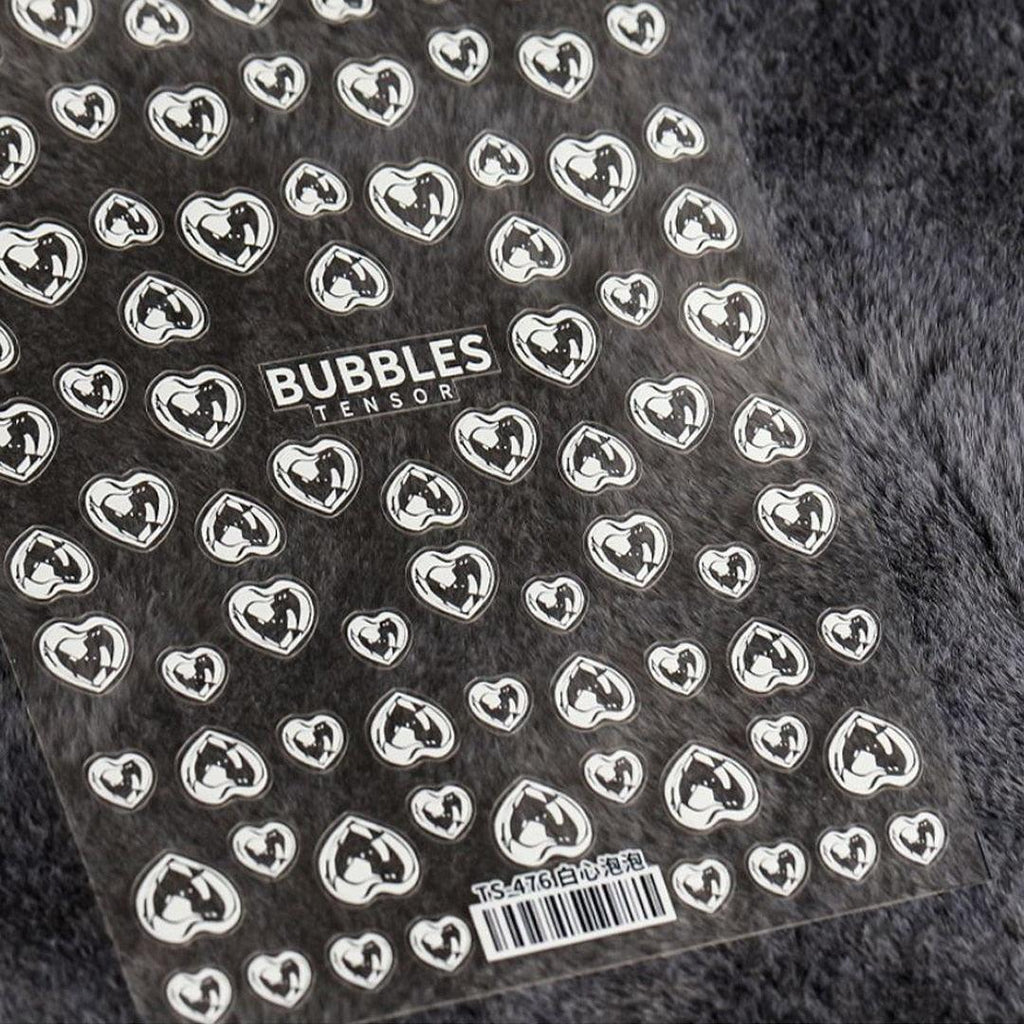 Bubble Cute Black Red Hearts Nail Stickers Nail Art Decorations Nail Decals Design Self-Adhesive 3D Wave Design Decoration for Women Girls Adhesive Striping Tape Nail Art Stickers Stevvex