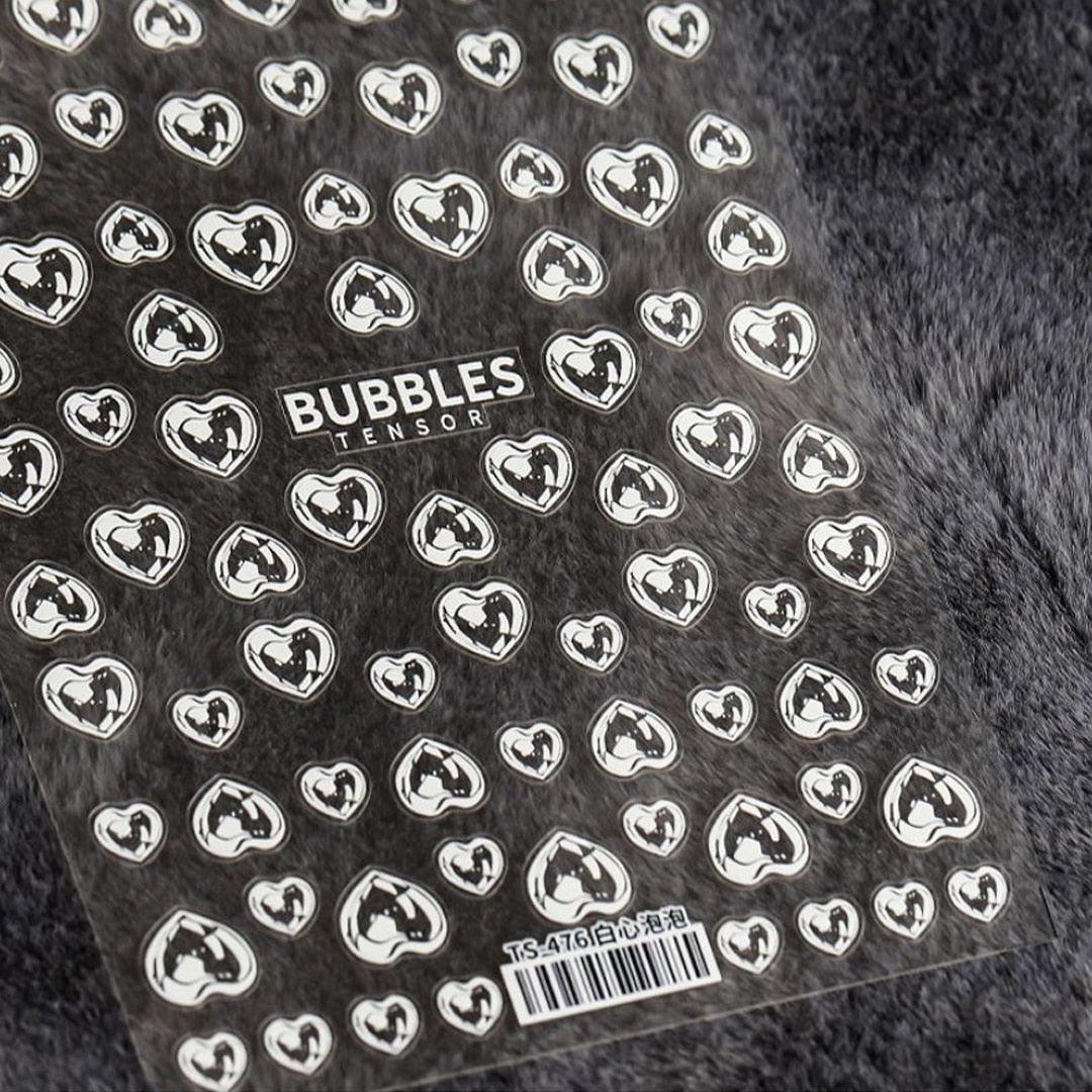 Bubble Cute Black Red Hearts Nail Stickers Nail Art Decorations Nail Decals Design Self-Adhesive 3D Wave Design Decoration for Women Girls Adhesive Striping Tape Nail Art Stickers Stevvex