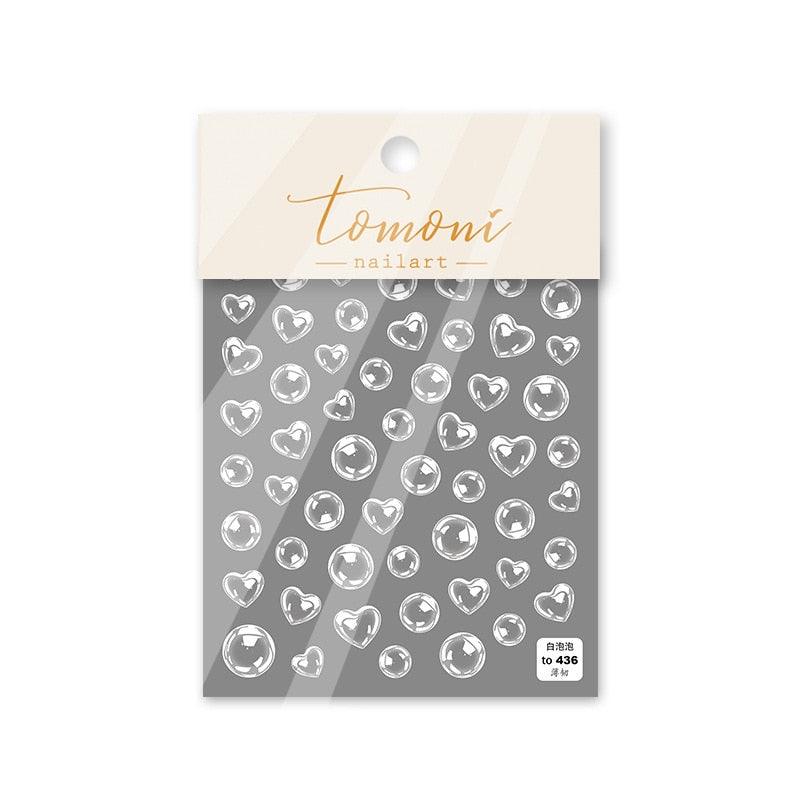 Bubble Cute Black Red Hearts Nail Stickers Nail Art Decorations Nail Decals Design Self-Adhesive 3D Wave Design Decoration for Women Girls Adhesive Striping Tape Nail Art Stickers Stevvex