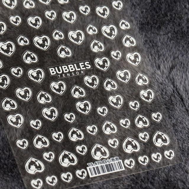 Bubble Cute Black Red Hearts Nail Stickers Nail Art Decorations Nail Decals Design Self-Adhesive 3D Wave Design Decoration for Women Girls Adhesive Striping Tape Nail Art Stickers Stevvex