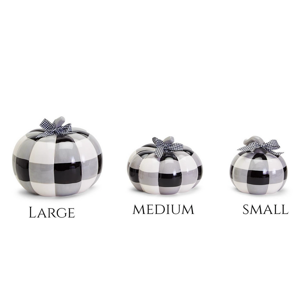 Buffalo Check Pumpkin Hand-Painted Black White Gingham Fall Halloween Decor BandsCo Straps