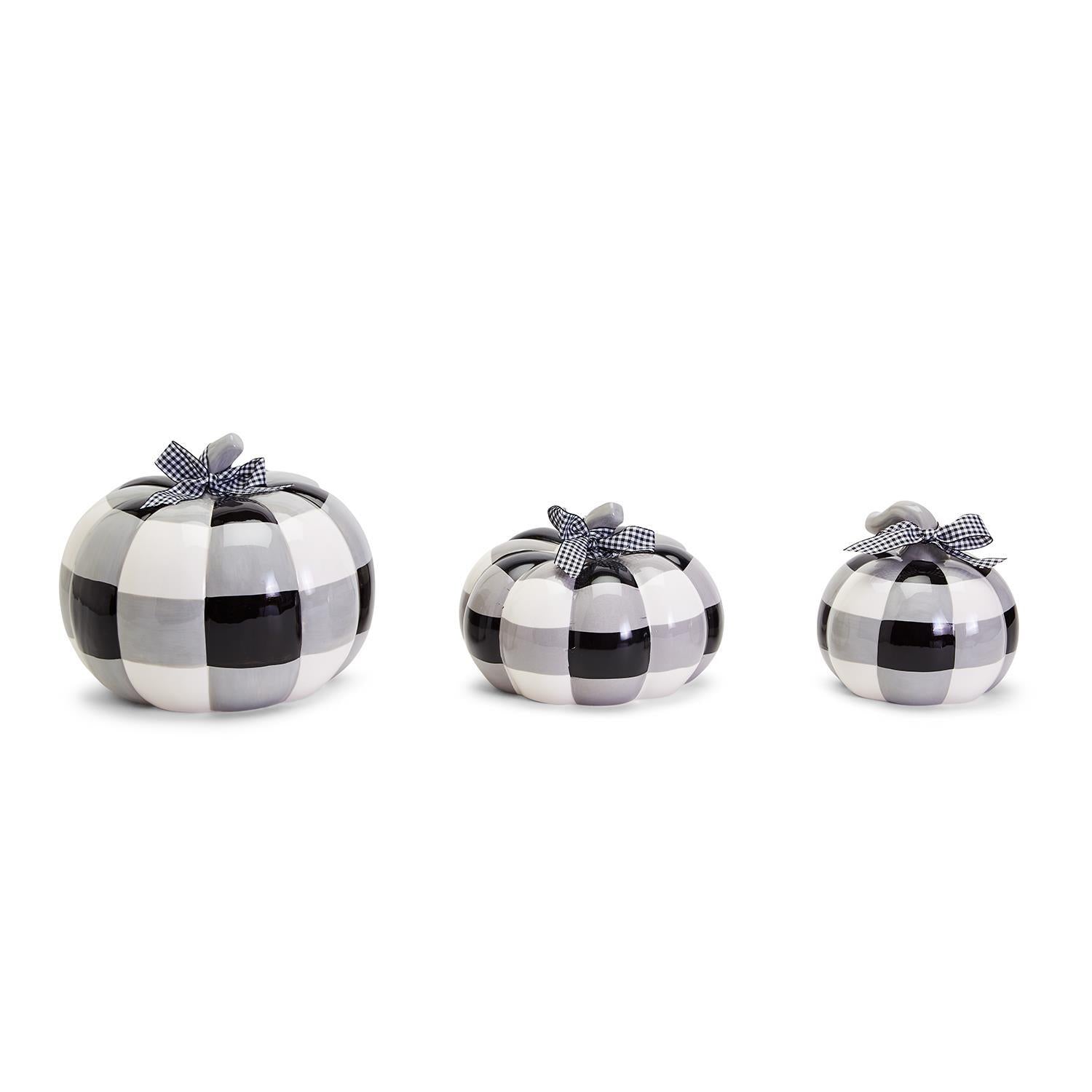 Buffalo Check Pumpkin Hand-Painted Black White Gingham Fall Halloween Decor BandsCo Straps