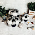 Buffalo Check Pumpkin Hand-Painted Black White Gingham Fall Halloween Decor BandsCo Straps