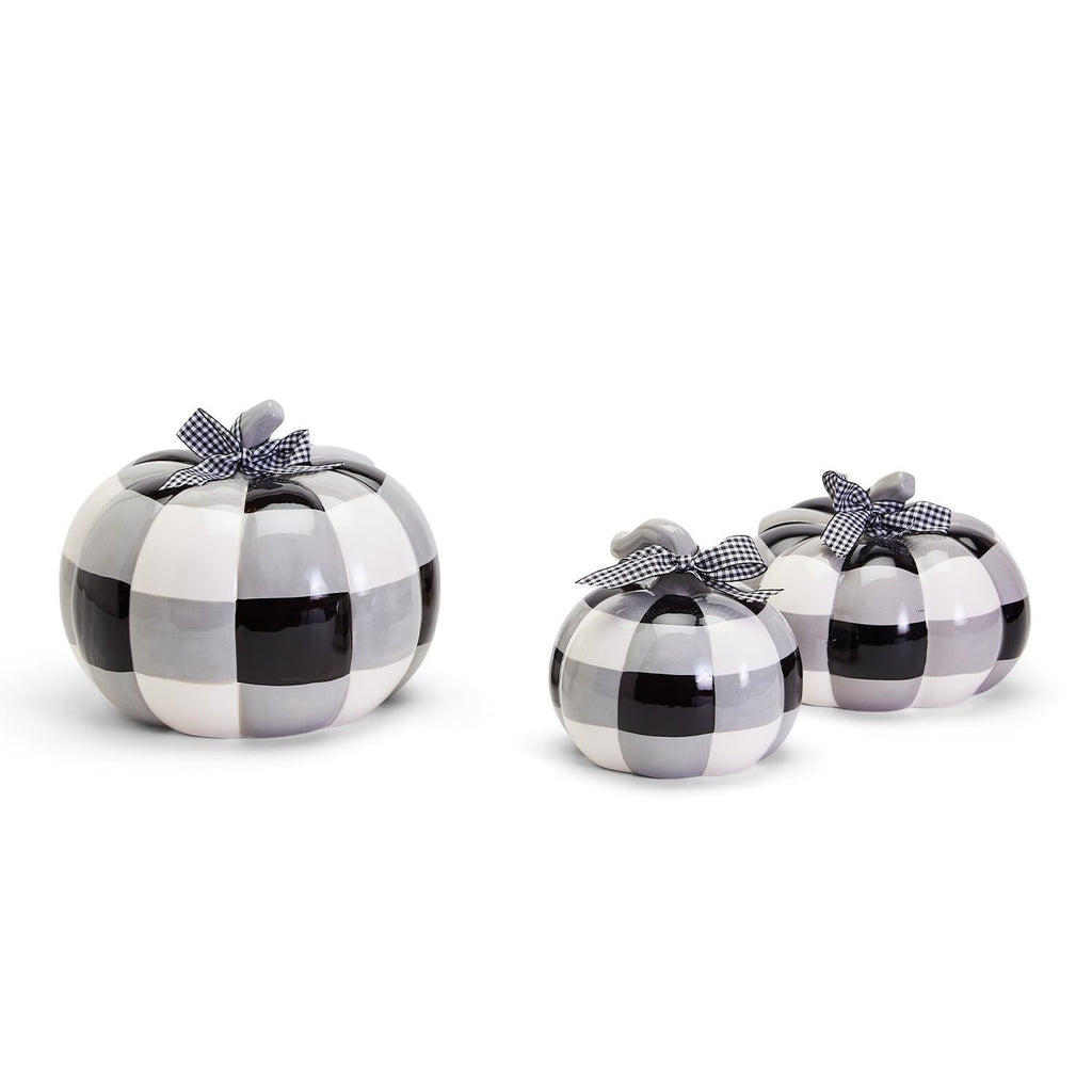 Buffalo Check Pumpkin Hand-Painted Black White Gingham Fall Halloween Decor BandsCo Straps