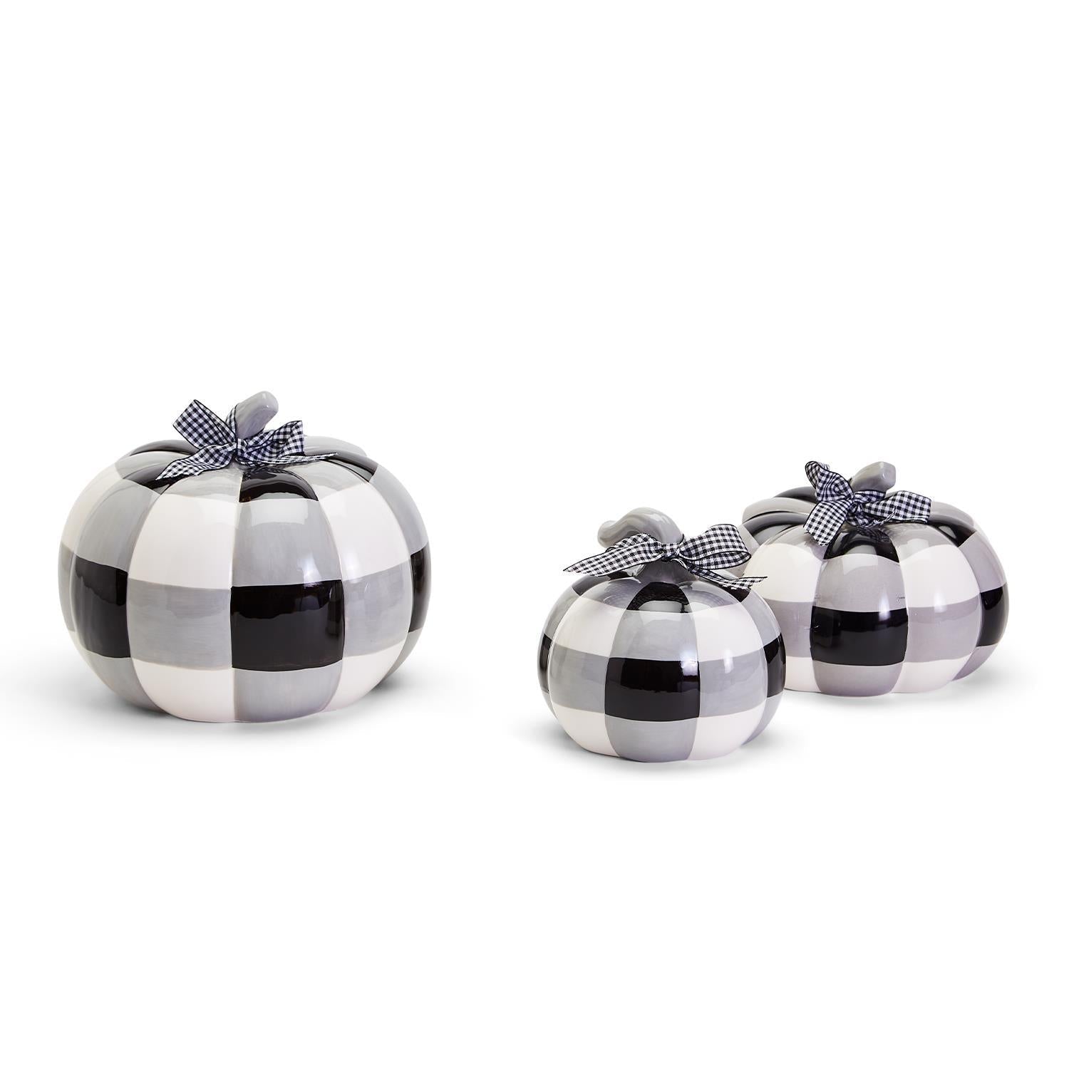 Buffalo Check Pumpkin Hand-Painted Black White Gingham Fall Halloween Decor BandsCo Straps