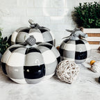 Buffalo Check Pumpkin Hand-Painted Black White Gingham Fall Halloween Decor BandsCo Straps
