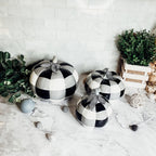 Buffalo Check Pumpkin Hand-Painted Black White Gingham Fall Halloween Decor BandsCo Straps