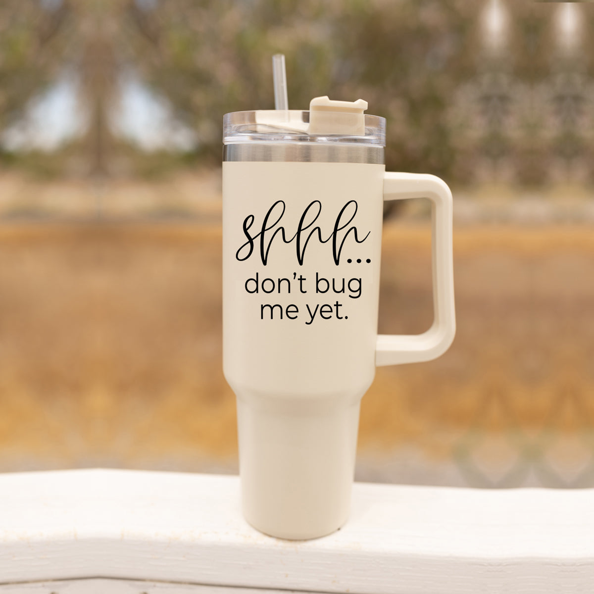 Don't Bug Me 40oz Insulated Tumbler With Handle Lid Straw Travel Mug BandsCo Straps