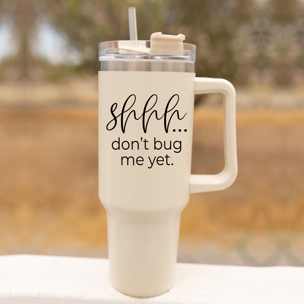 Don't Bug Me 40oz Insulated Tumbler With Handle Lid Straw Travel Mug BandsCo Straps