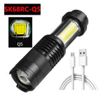 Built in battery XP-G Q5 Zoom Focus Mini led Flashlight Torch Lamp Lantern 2000 Lumen Adjustable Penlight Waterproof T6 light  Focus IP65 Water-Resistant Portable for Indoor and Outdoor Camping Hiking Stevvex