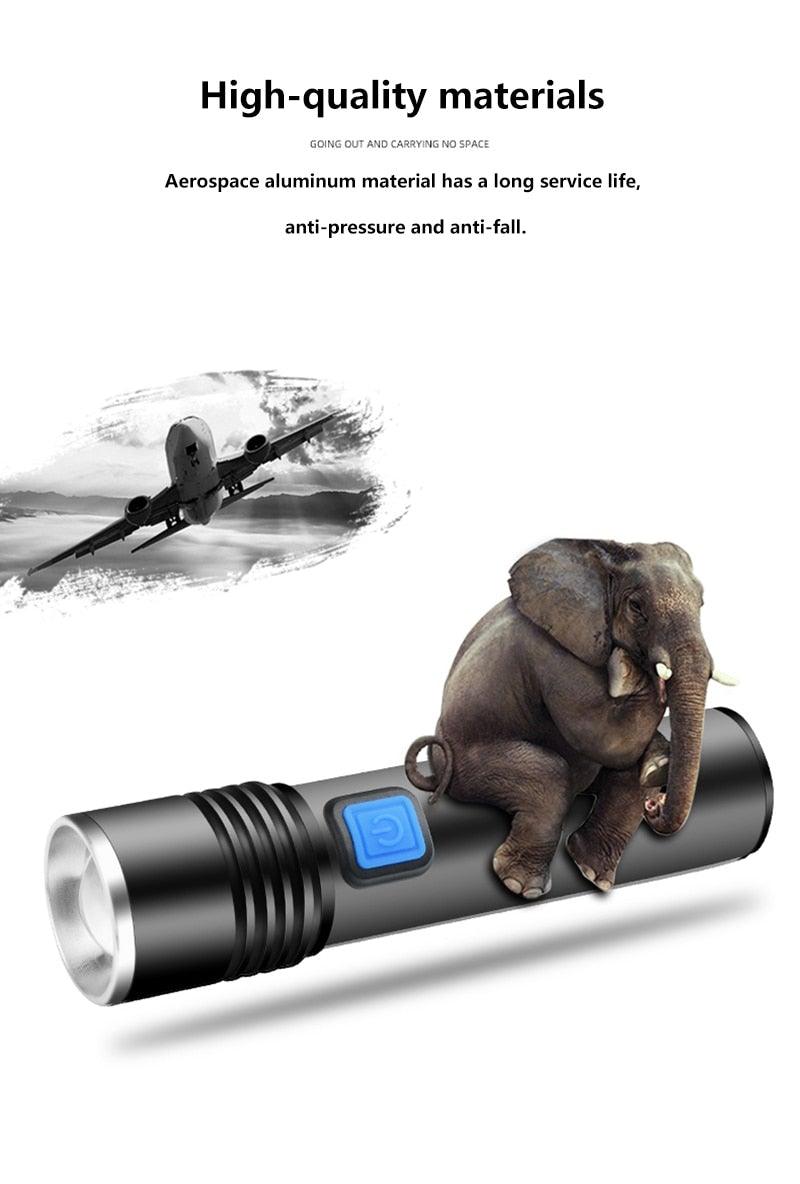 Built in battery XP-G Q5 Zoom Focus Mini led Flashlight Torch Lamp Lantern 2000 Lumen Adjustable Penlight Waterproof T6 light  Focus IP65 Water-Resistant Portable for Indoor and Outdoor Camping Hiking Stevvex