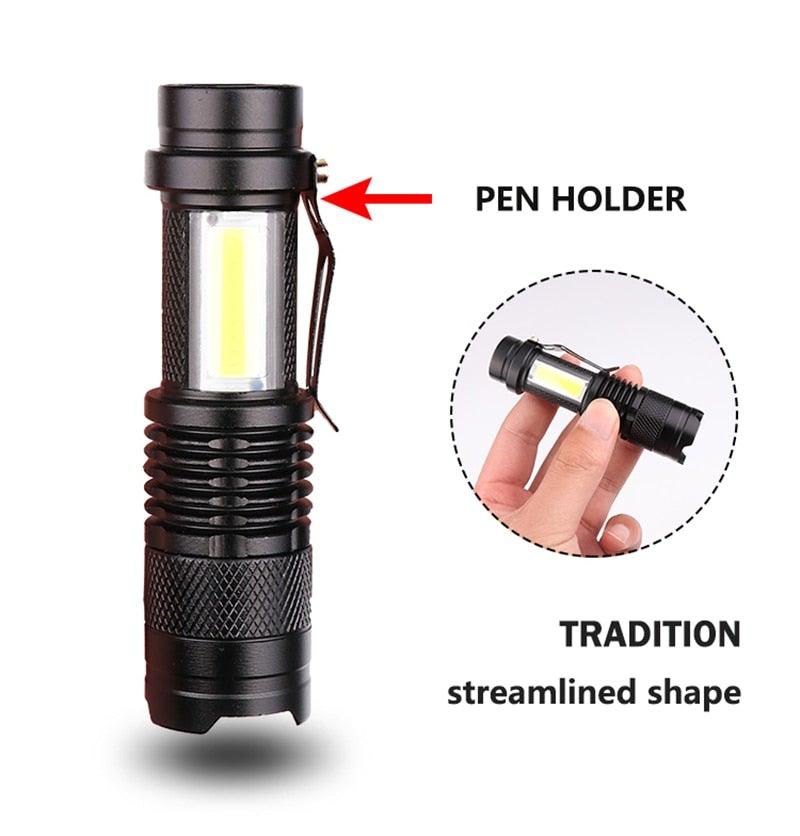 Built in battery XP-G Q5 Zoom Focus Mini led Flashlight Torch Lamp Lantern 2000 Lumen Adjustable Penlight Waterproof T6 light  Focus IP65 Water-Resistant Portable for Indoor and Outdoor Camping Hiking Stevvex