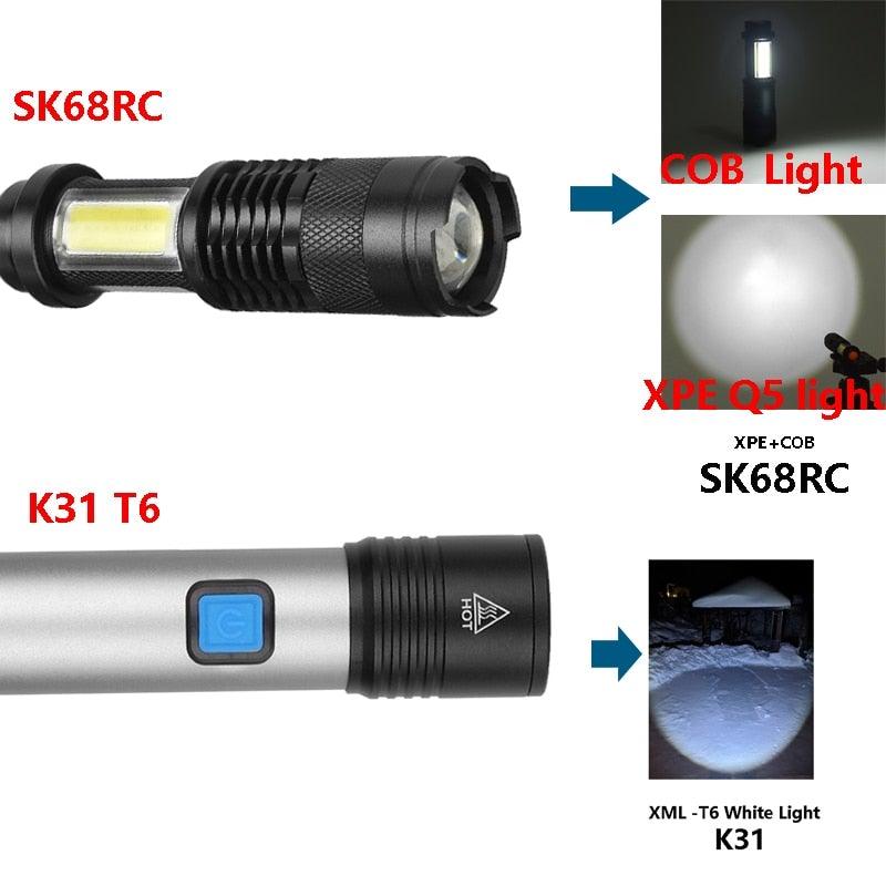 Built in battery XP-G Q5 Zoom Focus Mini led Flashlight Torch Lamp Lantern 2000 Lumen Adjustable Penlight Waterproof T6 light  Focus IP65 Water-Resistant Portable for Indoor and Outdoor Camping Hiking Stevvex