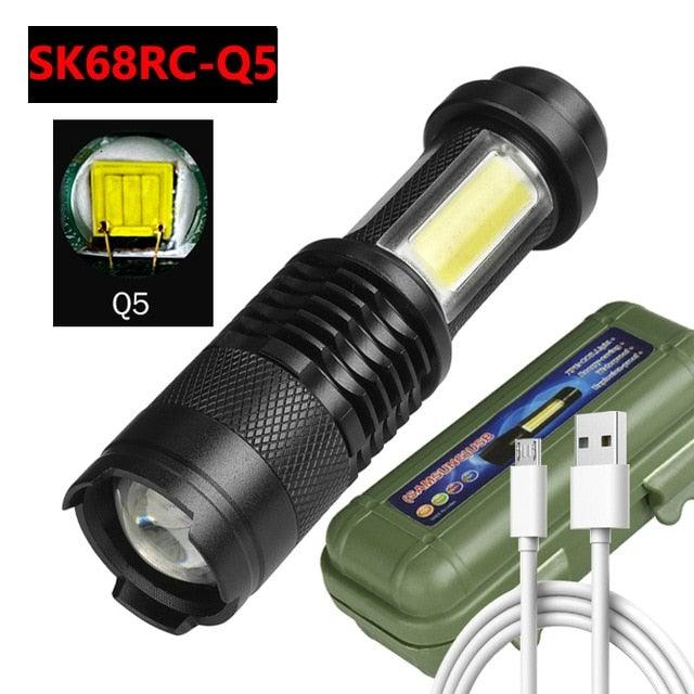 Built in battery XP-G Q5 Zoom Focus Mini led Flashlight Torch Lamp Lantern 2000 Lumen Adjustable Penlight Waterproof T6 light  Focus IP65 Water-Resistant Portable for Indoor and Outdoor Camping Hiking Stevvex