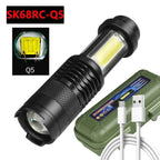 Built in battery XP-G Q5 Zoom Focus Mini led Flashlight Torch Lamp Lantern 2000 Lumen Adjustable Penlight Waterproof T6 light  Focus IP65 Water-Resistant Portable for Indoor and Outdoor Camping Hiking Stevvex