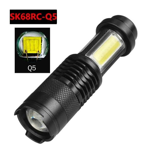 Built in battery XP-G Q5 Zoom Focus Mini led Flashlight Torch Lamp Lantern 2000 Lumen Adjustable Penlight Waterproof T6 light  Focus IP65 Water-Resistant Portable for Indoor and Outdoor Camping Hiking Stevvex
