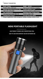 Built in battery XP-G Q5 Zoom Focus Mini led Flashlight Torch Lamp Lantern 2000 Lumen Adjustable Penlight Waterproof T6 light  Focus IP65 Water-Resistant Portable for Indoor and Outdoor Camping Hiking Stevvex
