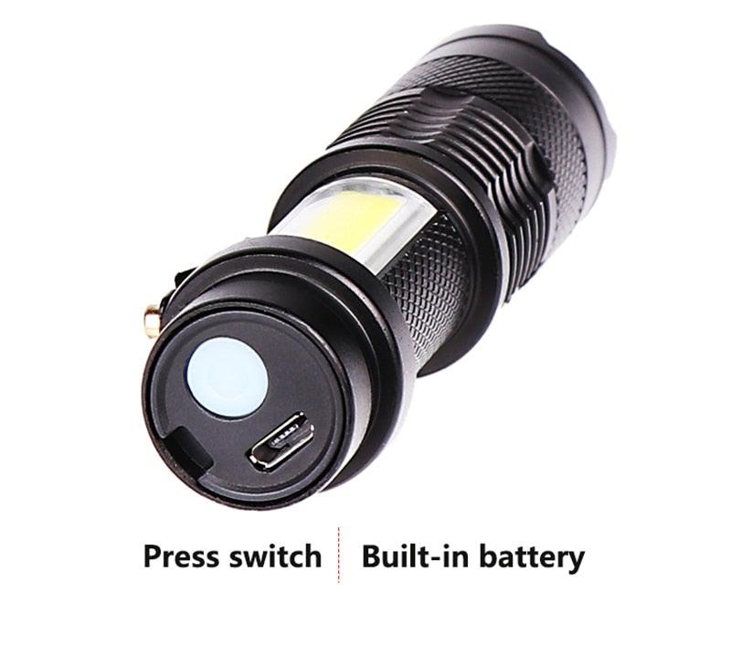 Built in battery XP-G Q5 Zoom Focus Mini led Flashlight Torch Lamp Lantern 2000 Lumen Adjustable Penlight Waterproof T6 light  Focus IP65 Water-Resistant Portable for Indoor and Outdoor Camping Hiking Stevvex