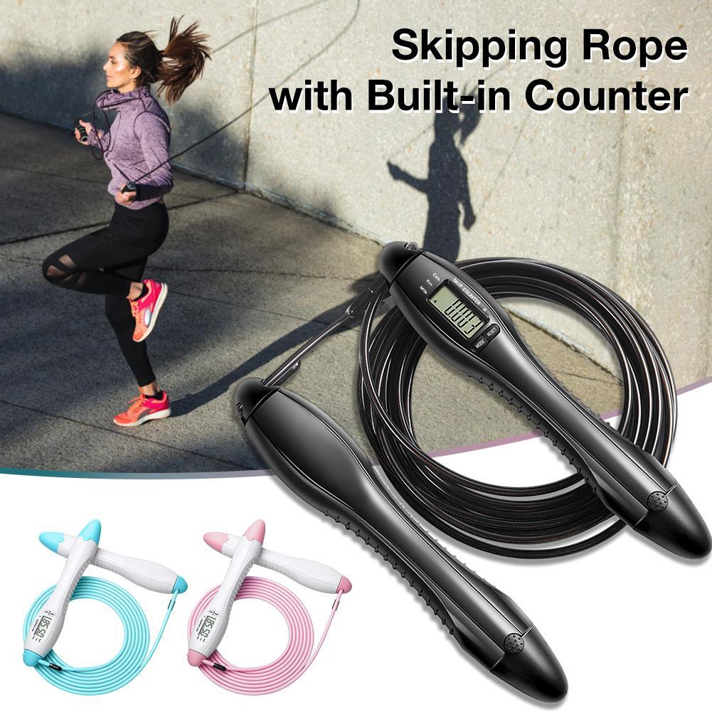 Built-in Rolling Pin Counter Jump Rope Skipping Rope Speed Rope For Boxing Jumping Training Lose Weight Fitness Digital Weight Calories Time Setting Skipping Rope With Counter For Indoor And Outdoor Exercise Stevvex