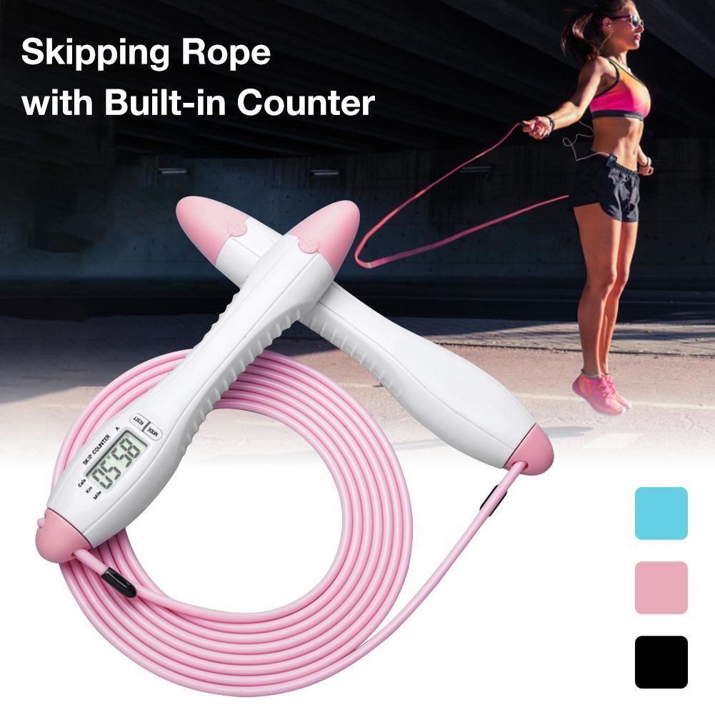 Built-in Rolling Pin Counter Jump Rope Skipping Rope Speed Rope For Boxing Jumping Training Lose Weight Fitness Digital Weight Calories Time Setting Skipping Rope With Counter For Indoor And Outdoor Exercise Stevvex