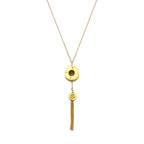 Bullet Tassel Necklace Recycled Brass Shell Casing Gold Plated 14 Inch Chain