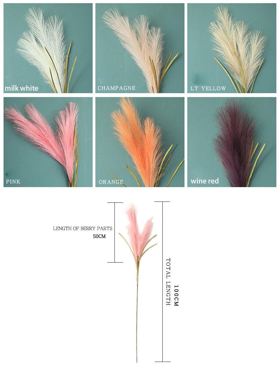 Bulrush Artificial Pampas Grass Phragmites 100cm Popular Natural Dried Small Pampas Grass For Wedding Flower Bunch Floor Vase Filler for Living Room Kitchen Decor Stevvex