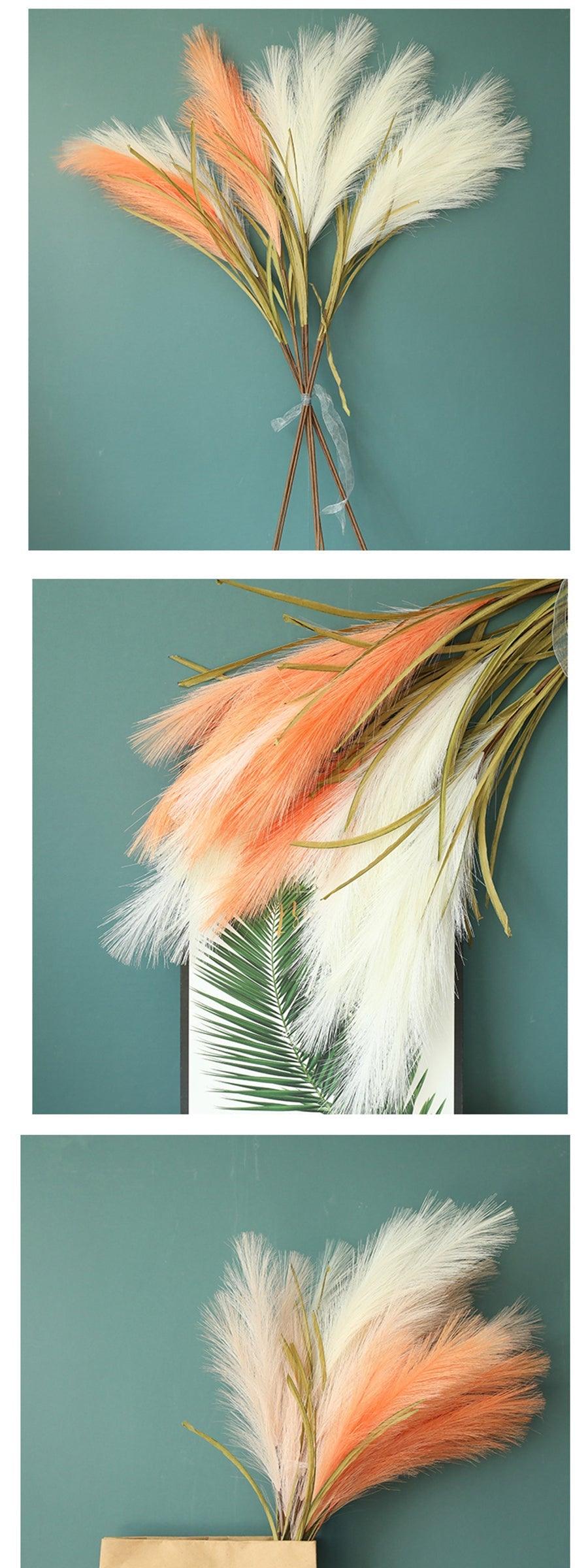 Bulrush Artificial Pampas Grass Phragmites 100cm Popular Natural Dried Small Pampas Grass For Wedding Flower Bunch Floor Vase Filler for Living Room Kitchen Decor Stevvex