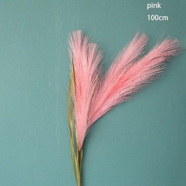 Bulrush Artificial Pampas Grass Phragmites 100cm Popular Natural Dried Small Pampas Grass For Wedding Flower Bunch Floor Vase Filler for Living Room Kitchen Decor Stevvex