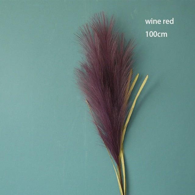 Bulrush Artificial Pampas Grass Phragmites 100cm Popular Natural Dried Small Pampas Grass For Wedding Flower Bunch Floor Vase Filler for Living Room Kitchen Decor Stevvex