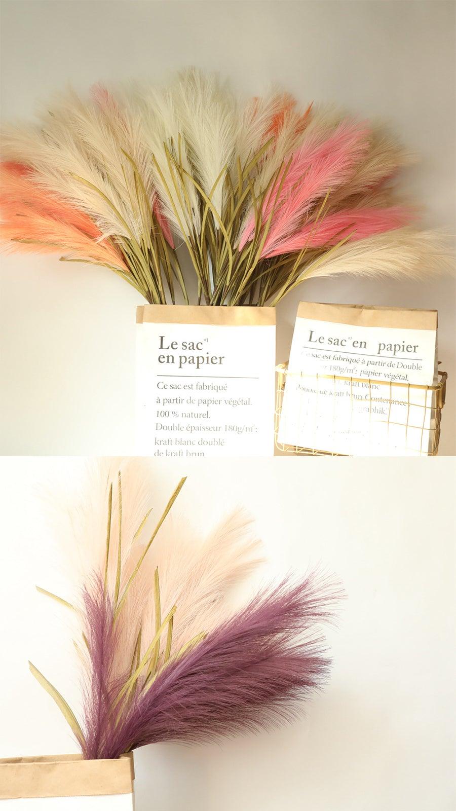 Bulrush Artificial Pampas Grass Phragmites 100cm Popular Natural Dried Small Pampas Grass For Wedding Flower Bunch Floor Vase Filler for Living Room Kitchen Decor Stevvex