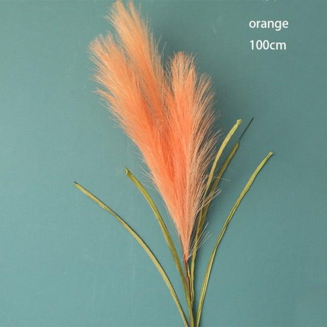 Bulrush Artificial Pampas Grass Phragmites 100cm Popular Natural Dried Small Pampas Grass For Wedding Flower Bunch Floor Vase Filler for Living Room Kitchen Decor Stevvex