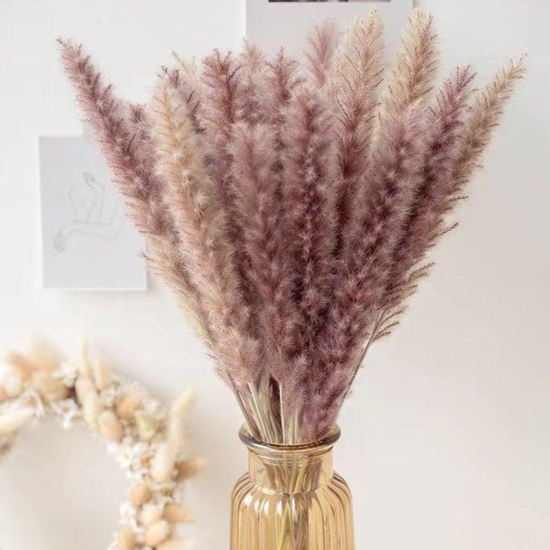 Bulrush Natural Dried Flowers Artificial Branch Pampas Grass Phragmites Fake Flower Wedding Home Decoration Christmas Decor Stevvex