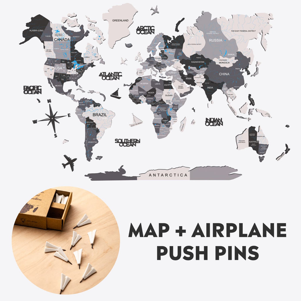 Bundle: Colored Map and Airplanes Pins - SJB-DIAMOND ELITES