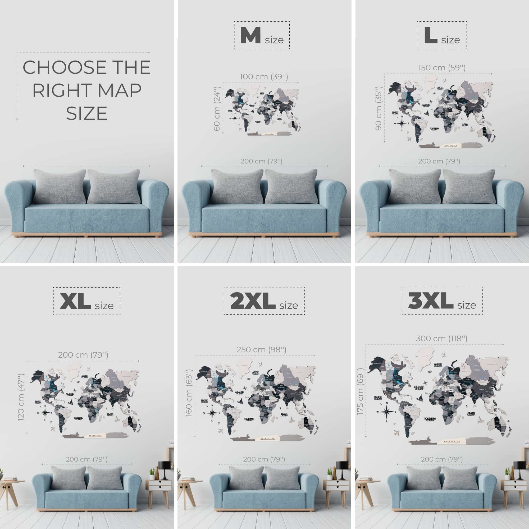 Bundle: Colored Map, Photo Frames, Flags and Airplanes Pins Enjoy The Wood