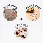 Bundle: 9 Photo Frames, Flags and Airplanes Pins Enjoy The Wood